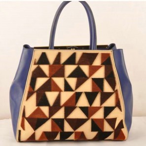 Fendi 2Jours Suede&Ferrari Leather Tote Bag F2552L Blue