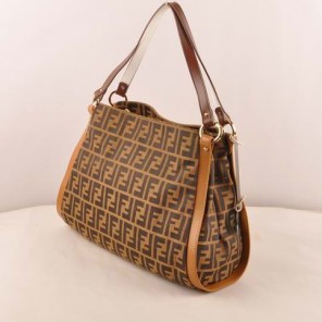 Fendi Classic FF Fabric Shoulder Bag F2507 Brown