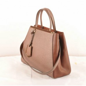 Fendi 2Jours Cannage&Ferrari Leather Tote Bag F2552S Brown