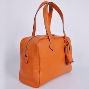 Hermes Victoria Bag clemence leather in Orange with Silver hardware
