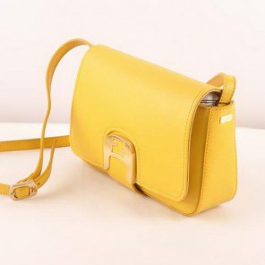 Fendi Chameleon Classic Saffiiano Leather Small Shoulder Bag 2541 Yellow