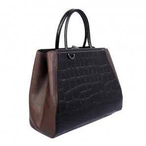 Fendi Fall Winter 2012 2Jours Black Original Croco Leather Tote Bag