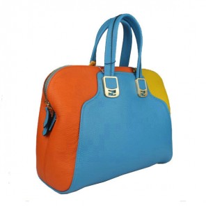 Fendi Large Chameleon Calfskin Top Zip Tote Bag F8812 Blue&Orange&Yellow