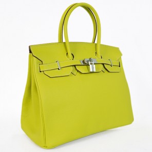 Hermes Birkin 35CM Palm stripes leather in Lemon Yellow with Silver hardware