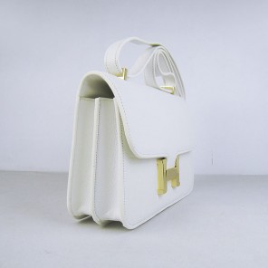 Hermes Constance Togo Leather Single Bag White Gold Hardware H020