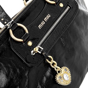Miu Miu Shiny Leather Tote Bag 6683 Black
