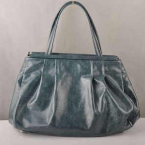 Miu Miu Tote Handbags Oil Wax Leather 8001 Dark Green