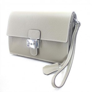 Hermes Jet Pochette Clutch Bag Clemence Leather Grey