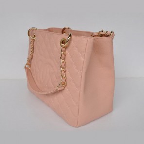 Chanel A50995 Pink Cannage Leather Shoulder Bag Gold