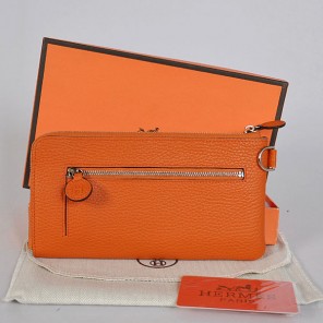 Hermes Zipper Wallet clemence leather in Orange