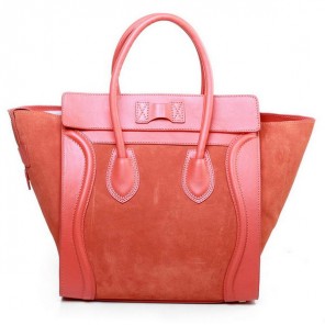 Celine Luggage Mini Boston Bags Original Leather&Suede Maple Red