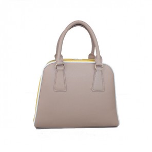 Prada Saffiano Leather Small Tote Bag BL0809 Grey&Yellow