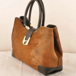 Fendi 2jours Horsehair Tote Bag F2546 Brown