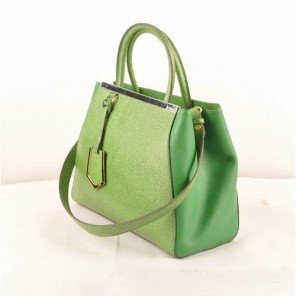 Fendi 2Jours Cannage&Ferrari Leather Tote Bag F2552S Green