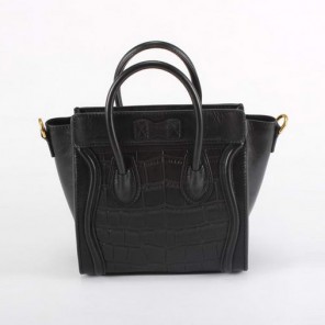 Celine Luggage Bags Mini in Croco Black