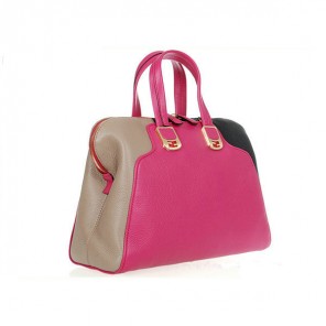 Fendi Large Chameleon Calfskin Top Zip Tote Bag F8812 Rosy&Grey&Black