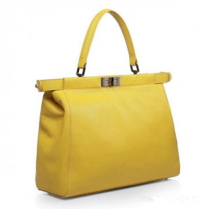 Fendi Peekaboo Bag Lemon Calfskin Leather F2292