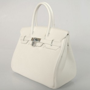 Hermes Birkin togo leather 30CM togo in Pure white with Silver hardware