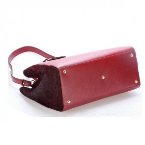 Fendi 2Jours Saffiiano Leather Horsehair Tote Bag F001 Bordeaux