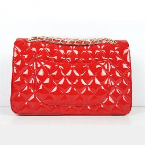 Chanel Patent Cow Leather handbags 1113 Red Gold
