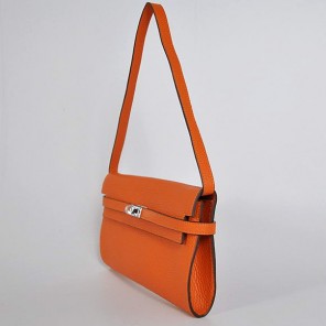 Hermes Kelly 26CM Shoulder Bag Clemence Orange