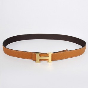 Hermes belt leather in Camel/Dark Brown with H Gold Buckle