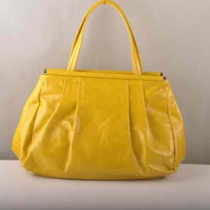 Miu Miu Tote Handbags Oil Wax Leather 8001 Yellow