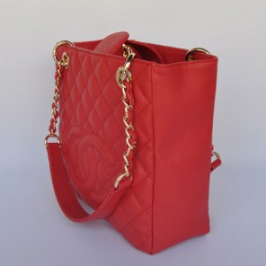 Chanel A50994 Red Medium Shopping Bags Gold Hardware
