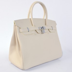 Hermes Birkin 35CM clemence leather in Beige with Silver hardware