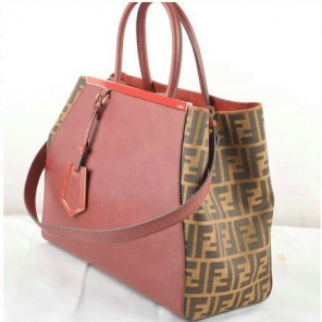 Fendi 2Jours Saffiiano Leather Fabric Tote Bag F2552M Wine