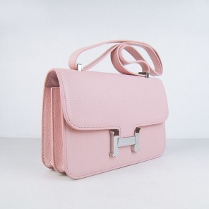 Hermes Constance Togo Leather Single Bag Pink Silver Hardware H020