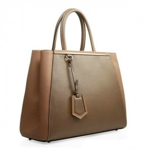 Fendi 2Jours Original Leather Tote Bag F2552M Khaki