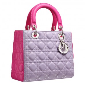 Two-tone lilac and sorbet pink leather 