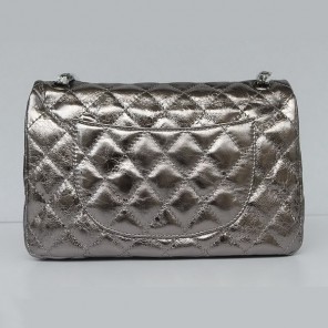 Chanel Quilted Flap Bag Silver-Gray Cow Leather 35454