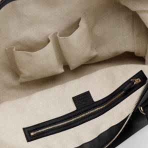 Gucci soho tote with embossed interlocking G and tassels