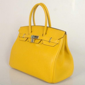 Hermes Birkin 35CM Tote Bags Smooth Togo Leather Turkey Yellow Silver