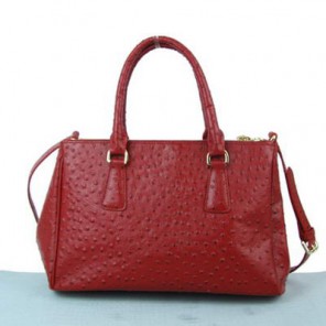 Prada Ostrich Leather Tote Bag BN1801 Red