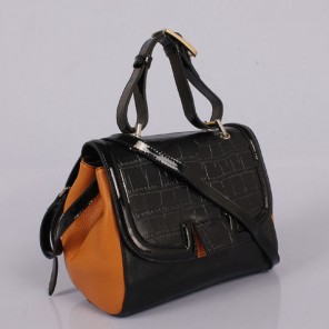 2012 new Fendi handbags FD9106 Pillow bag black crocodile with orange