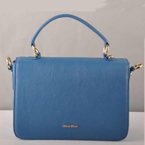 Miu Miu Leather Tote Bags 7431 Blue
