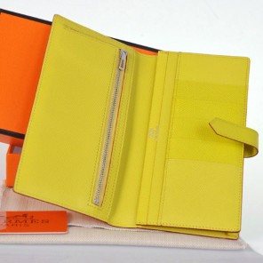 Hermes 2 flod original leather wallet in Lemon Yellow