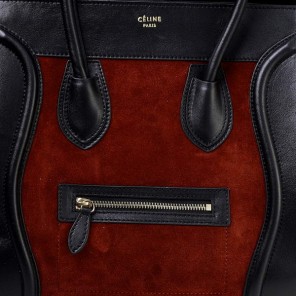 Celine Luggage Mini Boston Bag Original Suede Leather Wine