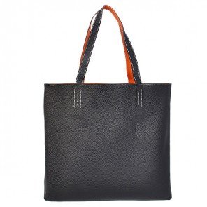 Hermes shopping bag clemence leather in Orange/Black