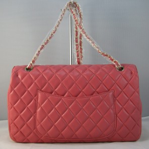 Chanel Plum lambskin leather Flap Bag with Gold chain