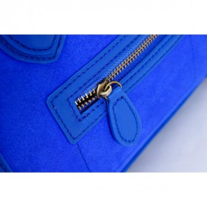 Fashion Celine Luggage Micro Boston Bag Ferrari&Suede Leather Blue