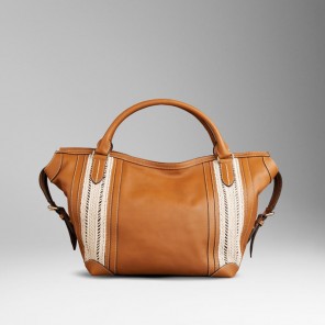 MEDIUM WOVEN ROPE LEATHER TOTE