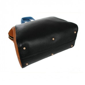 Fendi Large Chameleon Calfskin Top Zip Tote Bag F8812 Black&Tan