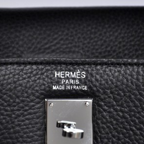 Hermes kelly 35CM clemence leather in Black with Silver hardware