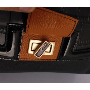 2012 new Fendi handbags FD9106 Pillow bag black crocodile with orange