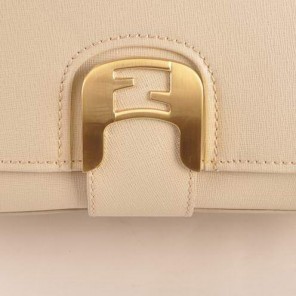 Fendi Chameleon Classic Saffiiano Leather Medium Shoulder Bag 2539 White