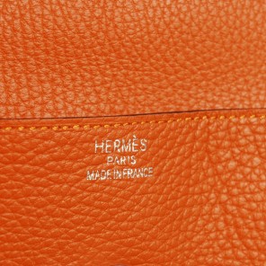 Hermes Lindy Bag 34 clemence leather in Orange with Silver hardware